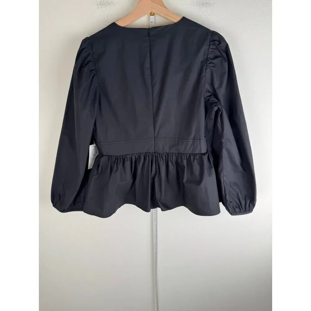Tuckernuck Black V-Neck Peplum Blouse